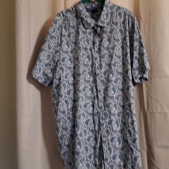 Perry Ellis Paisley Green Short Sleeve Button Up Size 2x - Picture 1 of 7